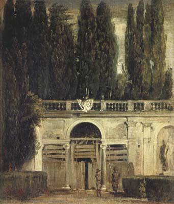 Diego Velazquez La Villa Medicis a Rome (deux hommes a l'entree de la grotte) (df02) France oil painting art
